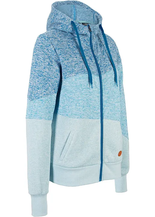 bonprix Colorblock Strickfleecejacke mit nachhaltigem Material - blau