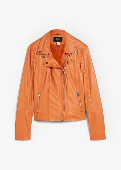 bonprix coole Biker-Lederjacke aus hochwertigen Lammnappa - orange