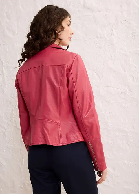 Bonprix Coole Biker-Lederjacke Aus Hochwertigen Lammnappa - Pink - Damen