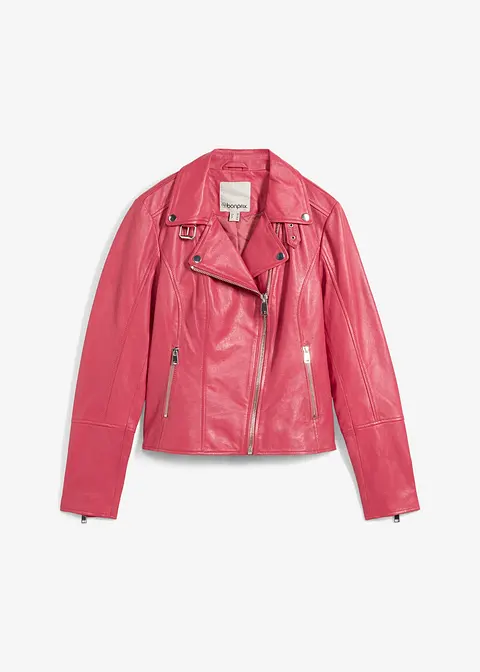 bonprix coole Biker-Lederjacke aus hochwertigen Lammnappa - pink - Damen