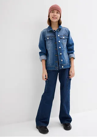 Bonprix Coole Jeansjacke Für Mädchen Mit Hemdkragen - Blau