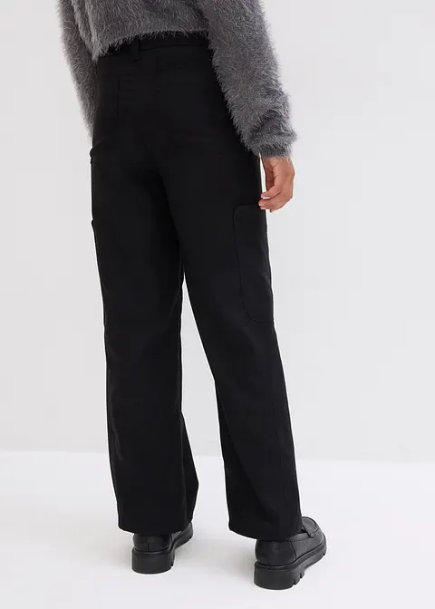 Bonprix Coole Mädchen Cargo Hose Mit Modischen Taschen - Schwarz - Kinder