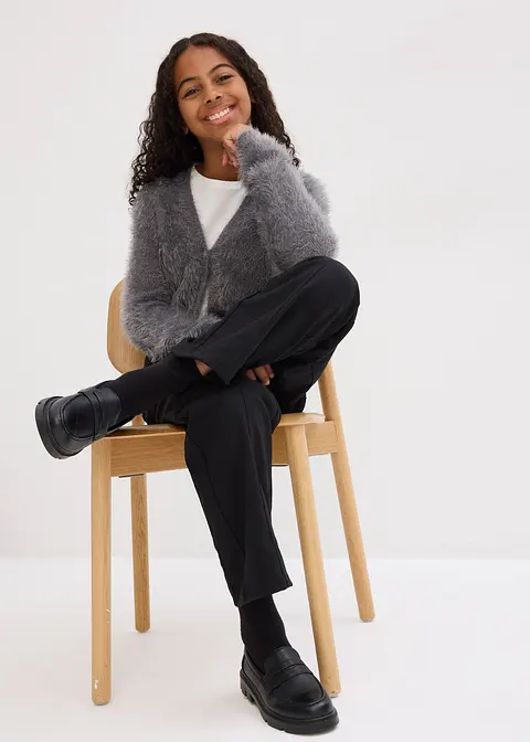 Bonprix Coole Mädchen Cargo Hose Mit Modischen Taschen - Schwarz - Kinder