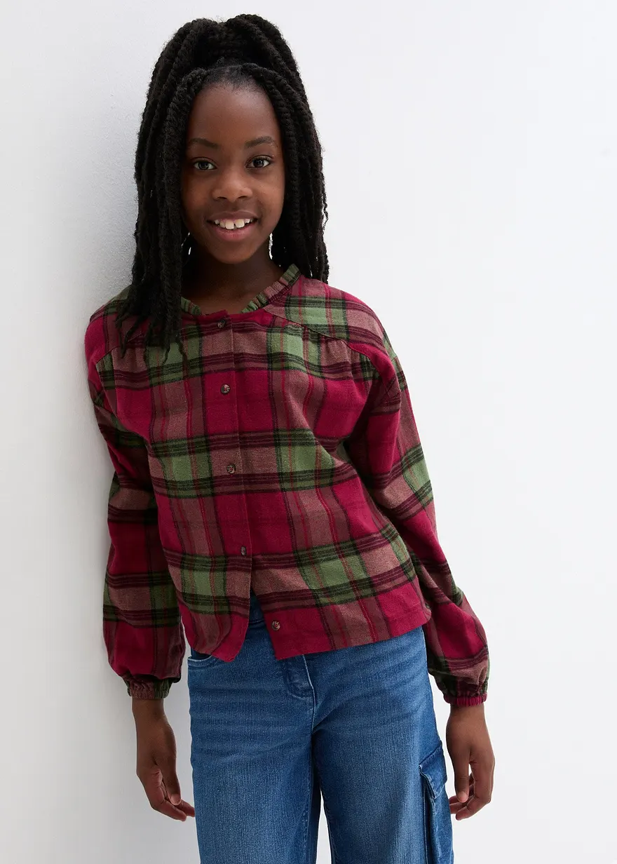 Bonprix Coole Mädchen Flanell-Bluse Mit Karo-Muster - Rot