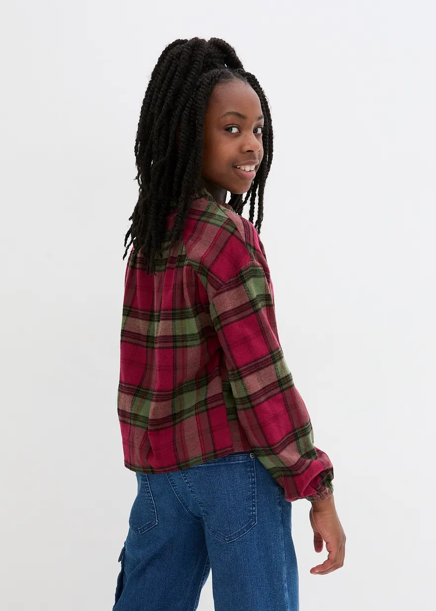 Bonprix Coole Mädchen Flanell-Bluse Mit Karo-Muster - Rot