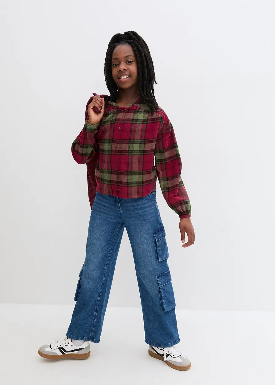 Bonprix Coole Mädchen Flanell-Bluse Mit Karo-Muster - Rot