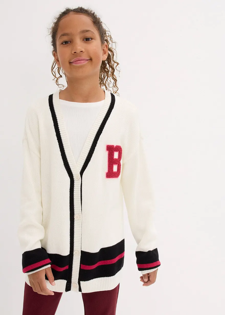 Bonprix Coole Mädchen Strickjacke Im Loose Fit - Weiß - Kinder