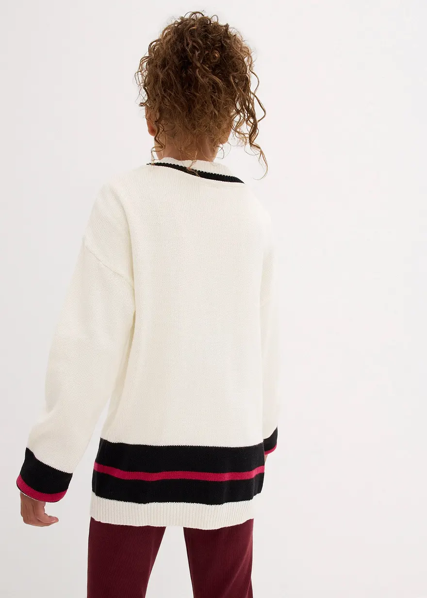 Bonprix Coole Mädchen Strickjacke Im Loose Fit - Weiß - Kinder