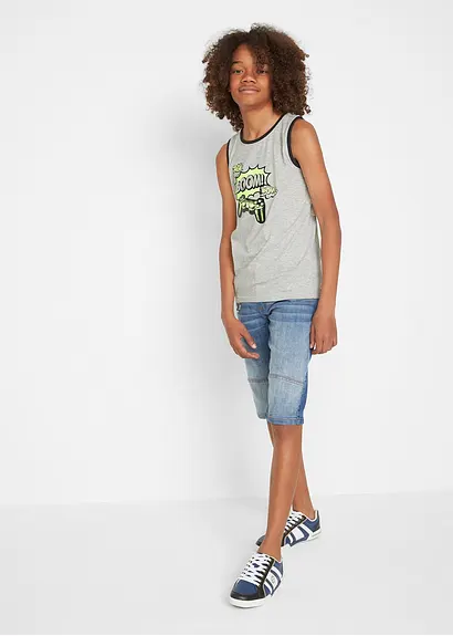 Bonprix Coole Tanktops Mit Gaming-Print - Schwarz+hellgrau Meliert