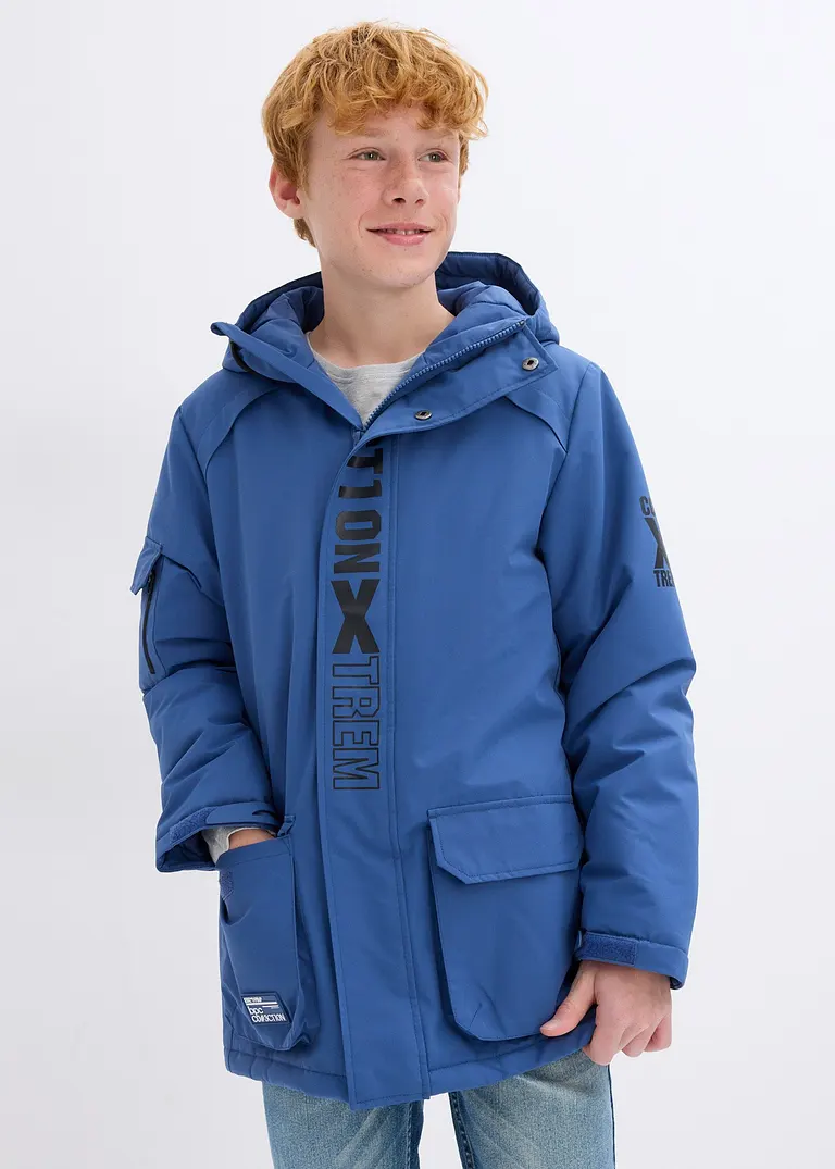 Bonprix Coole Winterjacke Mit Wording-Print - Blau - Kinder