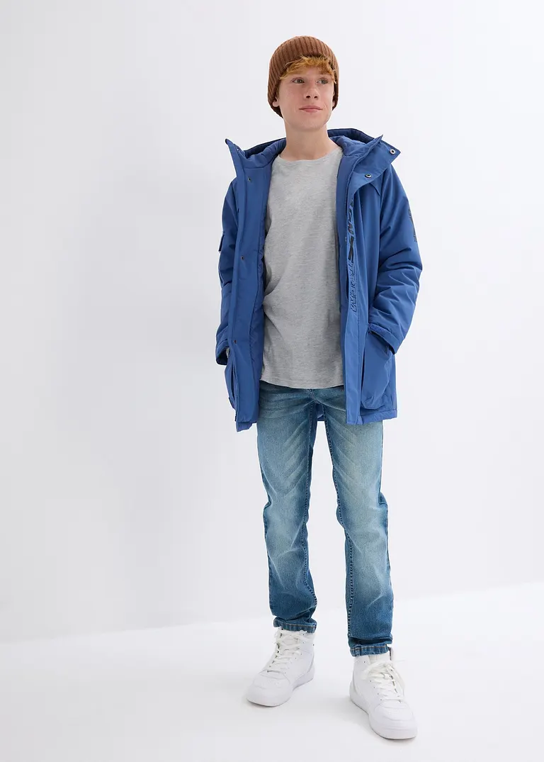 Bonprix Coole Winterjacke Mit Wording-Print - Blau - Kinder