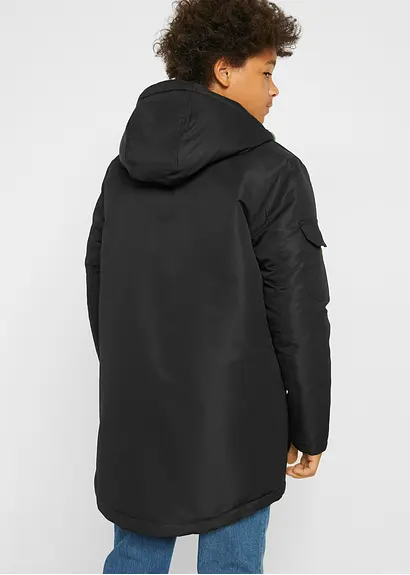 Bonprix Coole Winterjacke Mit Wording-Print - Schwarz - Kinder