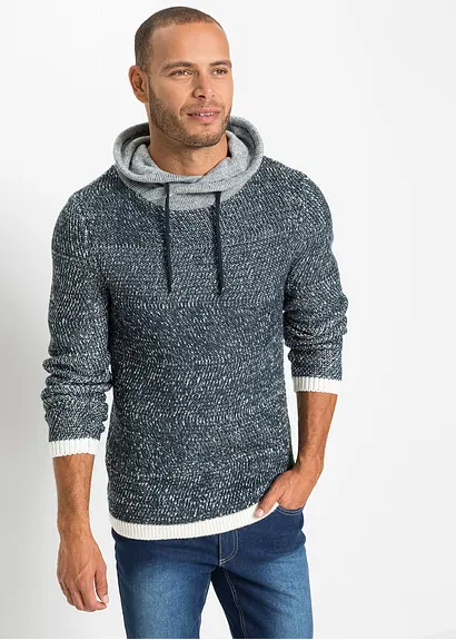 Bonprix Cooler Pullover Mit Schalkragen Und Kordelzug. - Blau