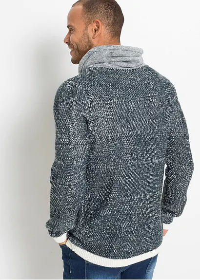 Bonprix Cooler Pullover Mit Schalkragen Und Kordelzug. - Blau