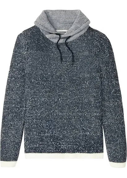 bonprix Cooler Pullover mit Schalkragen und Kordelzug. - blau