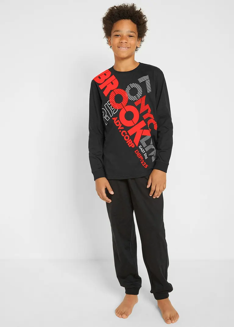 Bonprix Cooler Schlafanzug Mit Bio-Baumwolle Und Großem Schriftzug-Druck Auf Dem Oberteil