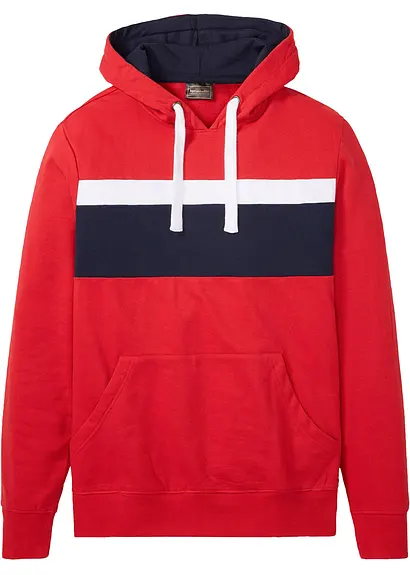bonprix Cooler Sweathoodie mit Bändchen von innen weich angeraut - rot