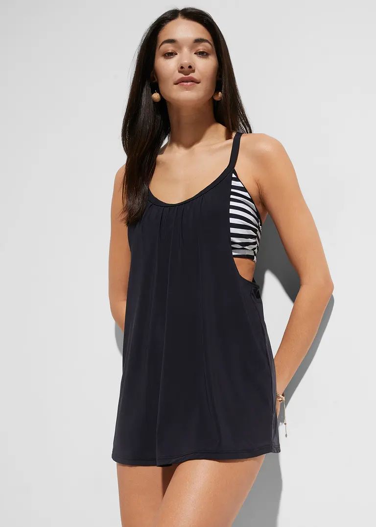 Bonprix Cooler Tankini Im Lagenlook Mit Ringerrücken - Schwarz/weiß