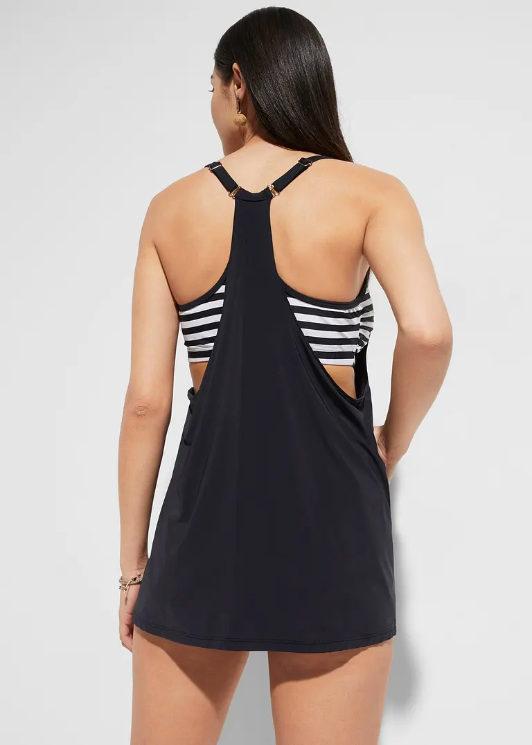 Bonprix Cooler Tankini Im Lagenlook Mit Ringerrücken - Schwarz/weiß