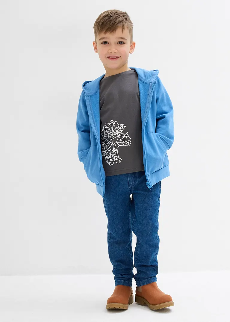 Bonprix Cooles Jungen Langarmshirt Mit Einem Großen Dino-Druck - Grau