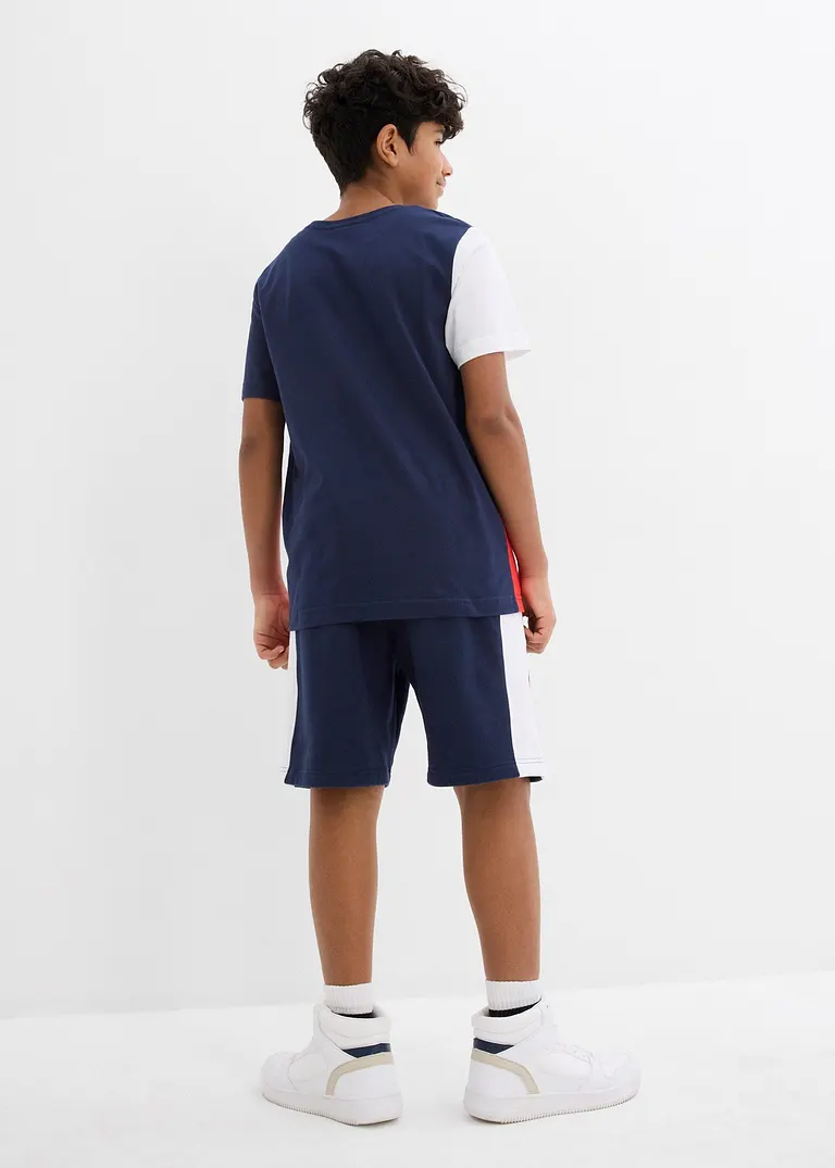 Bonprix Cooles Jungen Set Bestehend Aus T-Shirt Und Bermuda In Colorblocking-Optik