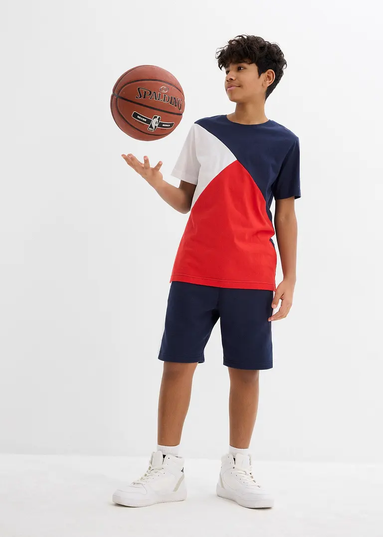 Bonprix Cooles Jungen Set Bestehend Aus T-Shirt Und Bermuda In Colorblocking-Optik
