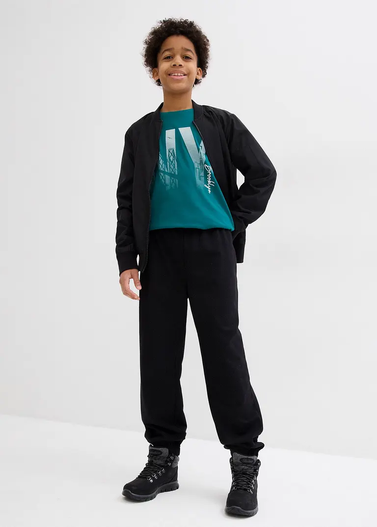 Bonprix Cooles Jungen T-Shirt Mit Großem Druck Vorne - Petrol