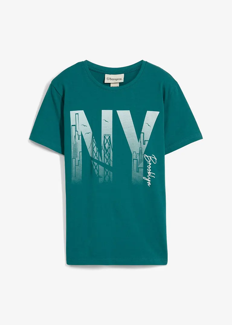 bonprix Cooles Jungen T-Shirt mit großem Druck vorne - petrol