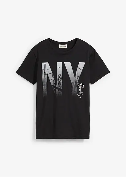 bonprix Cooles Jungen T-Shirt mit großem Druck vorne - schwarz