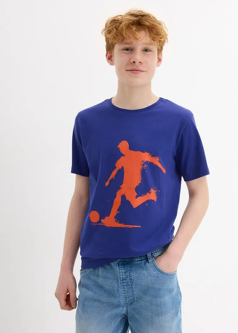 Bonprix Cooles Jungen T-Shirt Mit Rundhalsausschnitt Und Einem Großen Druck Vorne