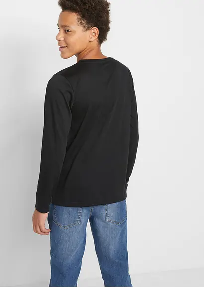 Bonprix Cooles Langarmshirt Mit Auffälligem Druck - Schwarz