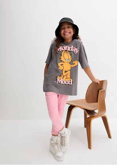 Bonprix Cooles Mädchen Jerseyshirt Mit Garfield Motiv - Grau