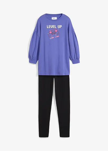 bonprix Cooles Mädchen Sweatshirt mit Leggings aus Bio-Baumwolle im 2-tlg. Set