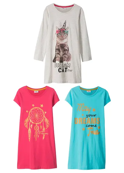 Bonprix Cooles Nachthemd Im 3er Pack In Tollen Designs - Kinder