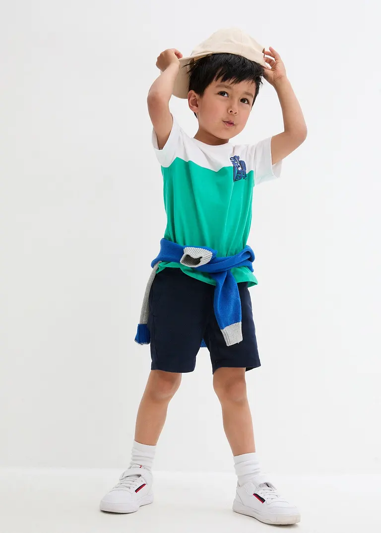 Bonprix Cooles Zweifarbiges T-Shirt Mit Druck Auf Der Brust - Weiß