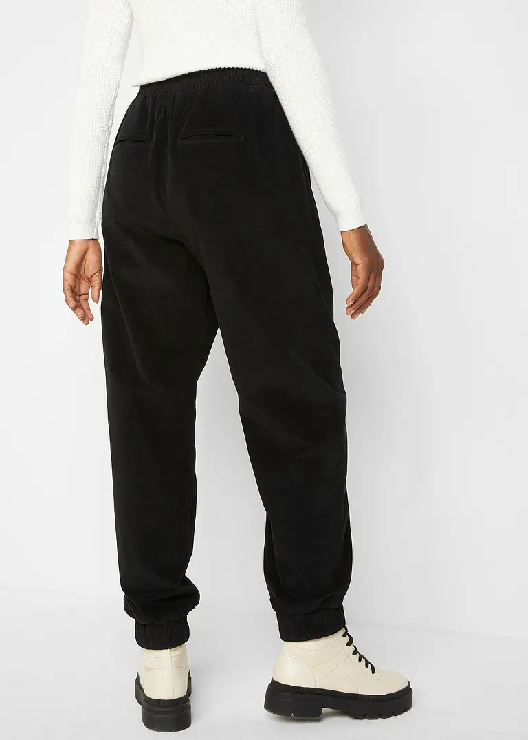 Bonprix Cord-Hose Mit Großen Taschen Und Stretch-Bund - Schwarz