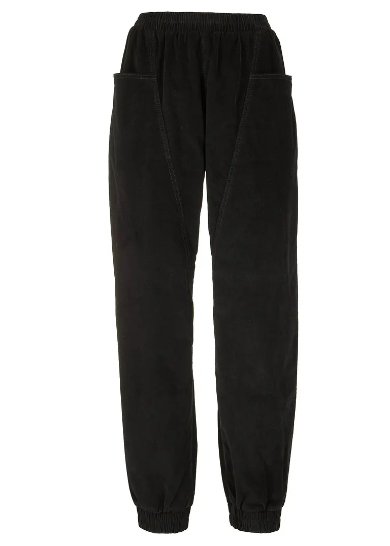 bonprix Cord-Hose mit großen Taschen und Stretch-Bund - schwarz