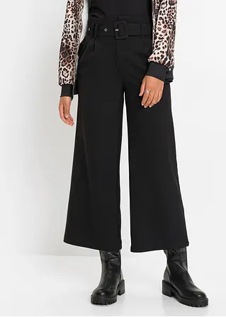 Bonprix Culotte Mit Gürtel Und Seitlichen Eingrifftaschen - Schwarz