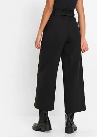Bonprix Culotte Mit Gürtel Und Seitlichen Eingrifftaschen - Schwarz