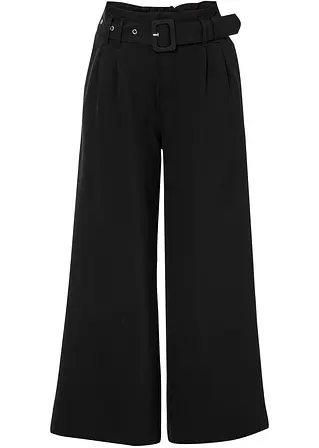 bonprix Culotte mit Gürtel und seitlichen Eingrifftaschen - schwarz