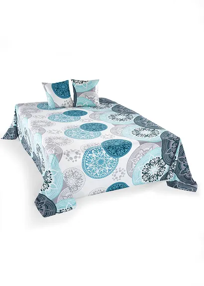 Bonprix Dekorative Tagesdecke Mit Ornament - Petrol/mint
