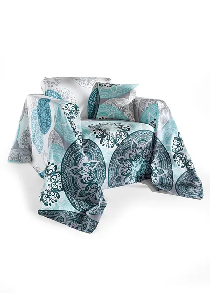 Bonprix Dekorative Tagesdecke Mit Ornament - Petrol/mint