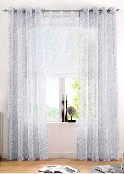 Bonprix Dekroartiver Sichtschutz In Zeitlosem Design - Weiß Schlaufen