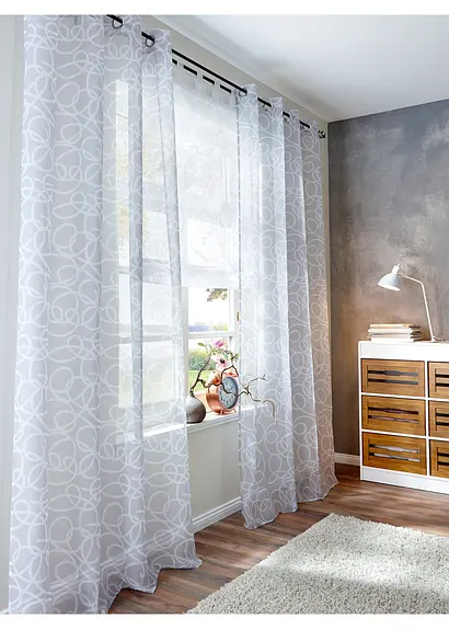 Bonprix Dekroartiver Sichtschutz In Zeitlosem Design - Weiß Schlaufen