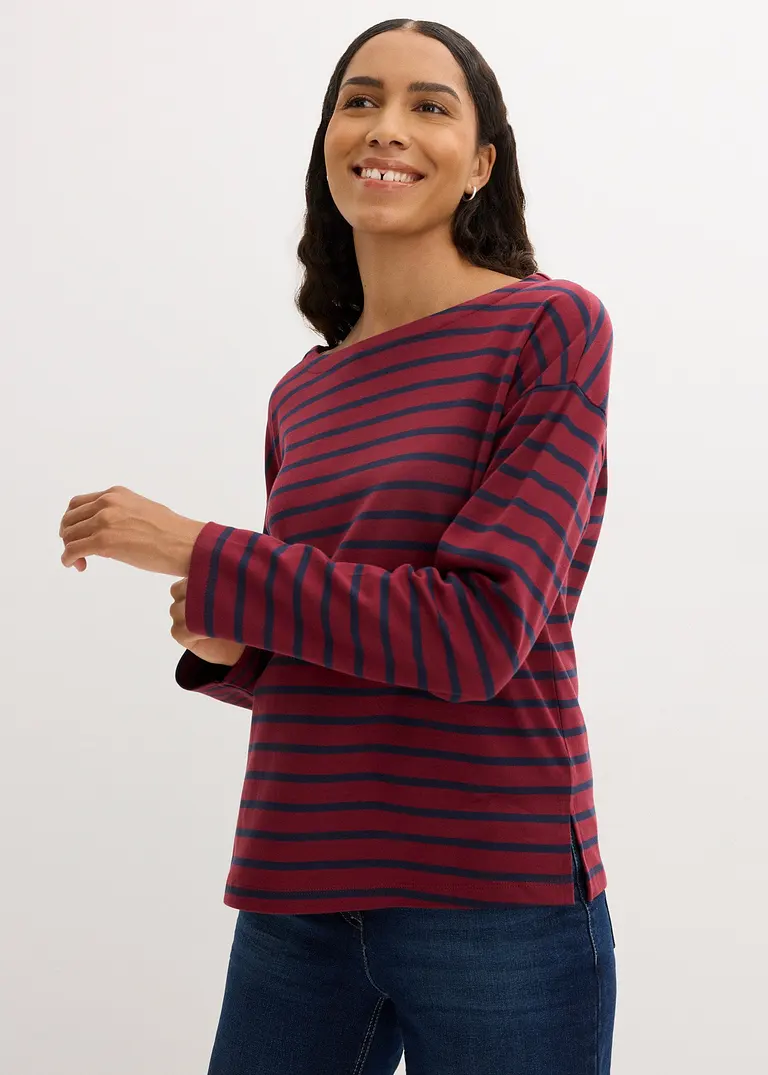 Bonprix Dickeres Langarmshirt Mit Weiterem Ausschnitt - Damen