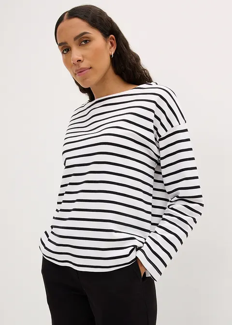 Bonprix Dickeres Langarmshirt Mit Weiterem Ausschnitt - Damen
