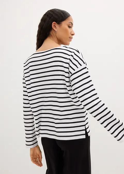 Bonprix Dickeres Langarmshirt Mit Weiterem Ausschnitt - Damen