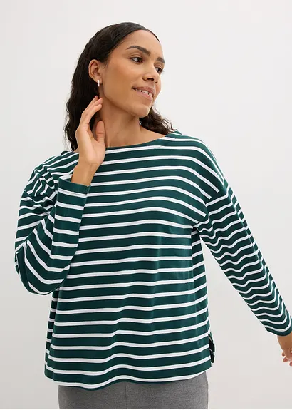 Bonprix Dickeres Langarmshirt Mit Weiterem Ausschnitt - Damen
