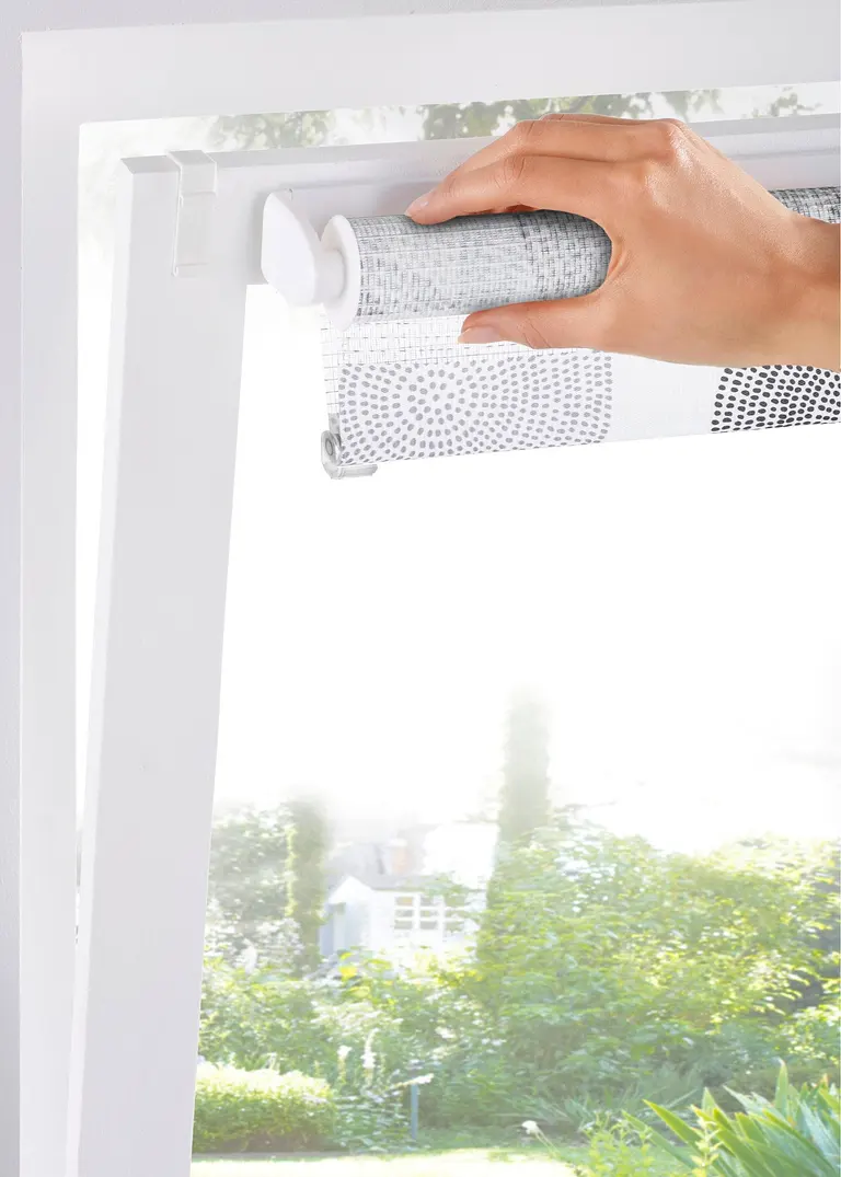 Bonprix Doppelrollo Mit Bedrucken Kreisen - Grau Klemmträger