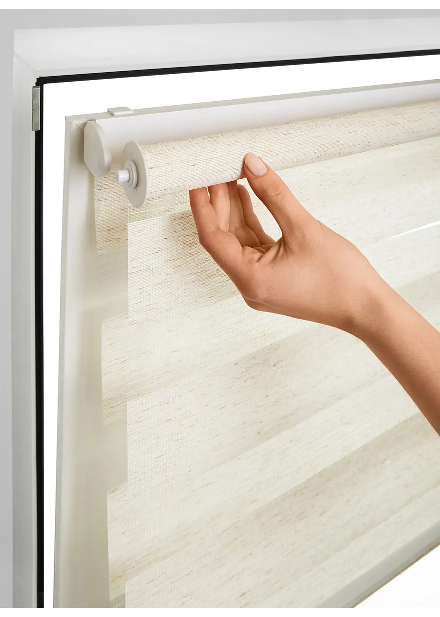 Bonprix Doppelrollo Mit Schöner Leinen-Optik - Beige Klemmträger